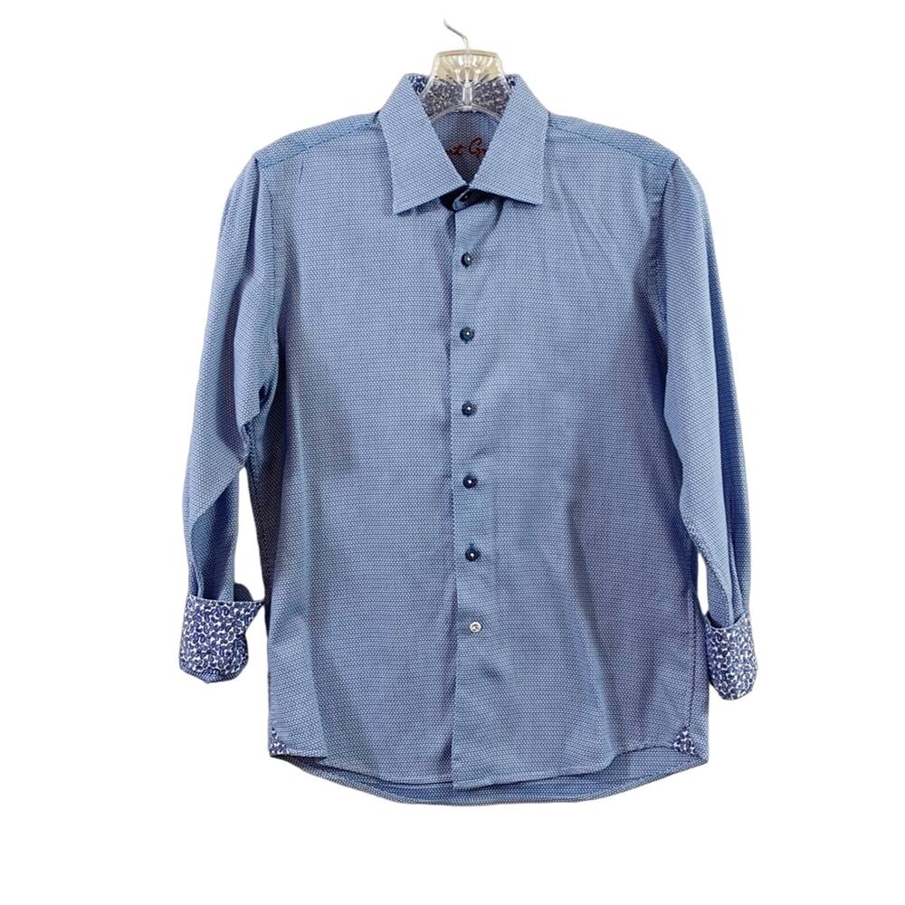 Robert Graham Geometrical Pattern Blue/White Button-Down Shirt